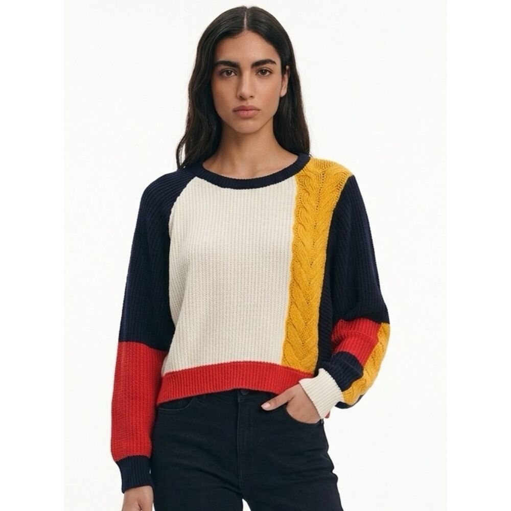 MOON & MADISON | Colorblock Ribbed Knit Sweater Women’s Size Large
